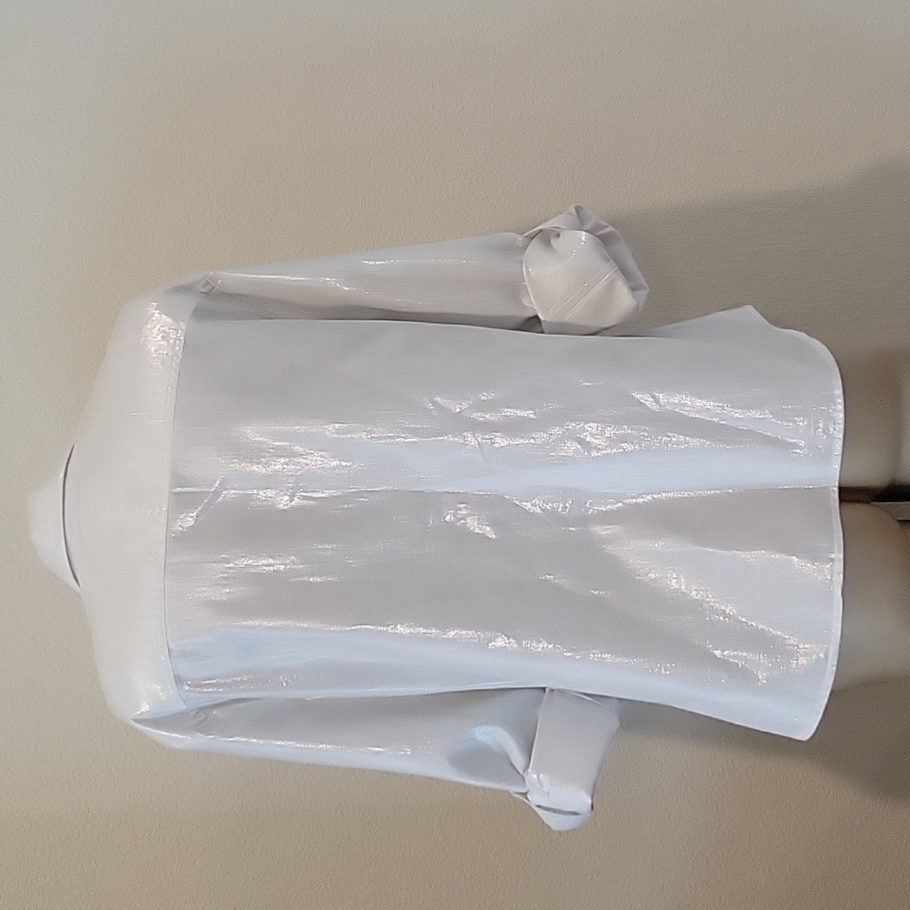 silver metallic pockets roll tab sleeves blouse 18 - Picture 4 of 10
